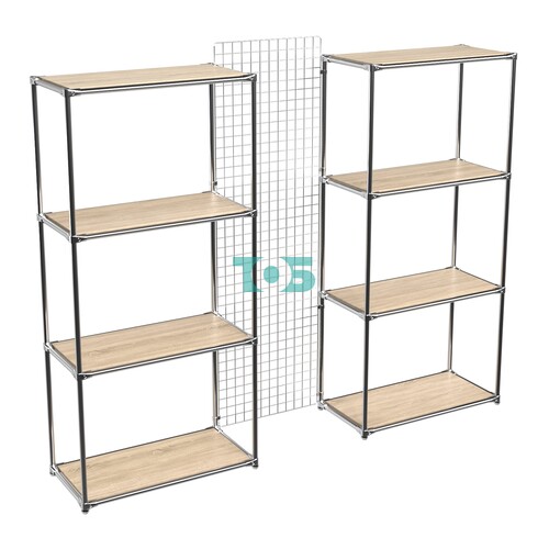 Сетчатый стеллаж СТИЛЬ с полками ДСП и решеткой №31-3