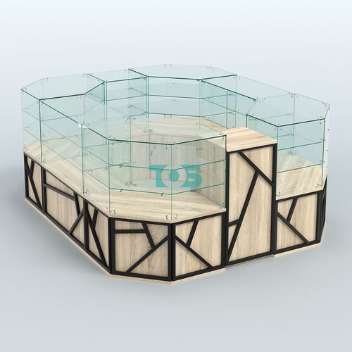 Торговый прямоугольный островок серии ЛОФТ - АЛЬФА (СОНОМА + ЧЁРНЫЙ) №1