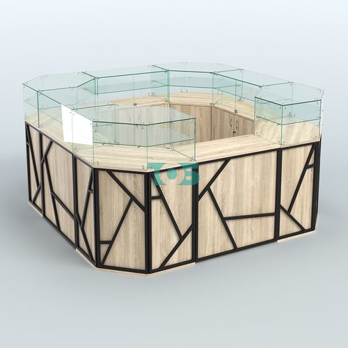 Торговый квадратный островок серии ЛОФТ - АЛЬФА (СОНОМА + ЧЁРНЫЙ) №5