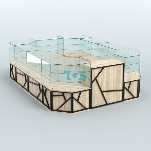 Торговый широкий островок серии ЛОФТ - АЛЬФА (СОНОМА + ЧЁРНЫЙ) №3