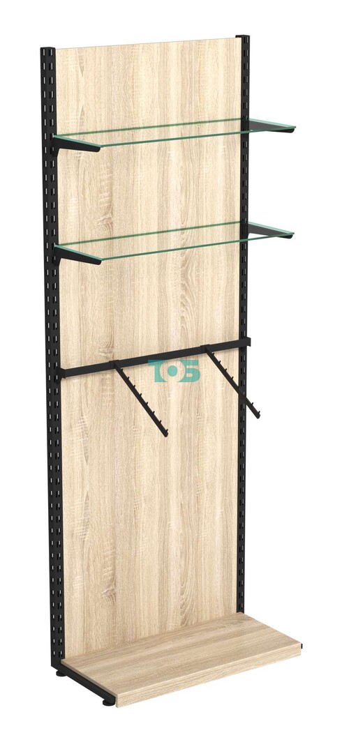 Пристенная система с кронштейнами и прозрачными полками для одежды ЛОФТ №4-ЗС 900мм