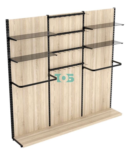 Пристенная система с П-поручнем тонир полками для одежды и под крючки ЛОФТ №8-1-ЗС 2700мм