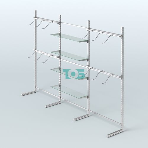 Системы ЭЛЕГАНТ пристенные без ДСП со стеклянными полками №4 (3600мм)