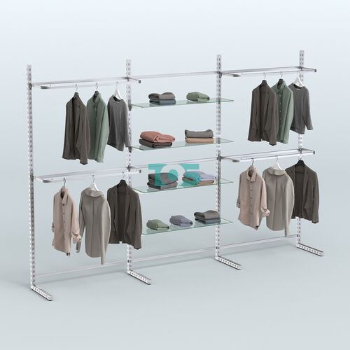 Системы ЭЛЕГАНТ пристенные со стеклянными полками и П-образными поручнями №14 (3600мм)