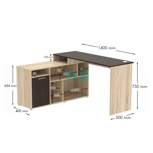 Стол угловой с тумбой СУ-07-П (правосторонний)