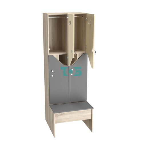 Шкаф для раздевалок с задвижной скамейкой КОМБО-Элегия №2-2А