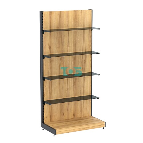 Стеллаж торговый металлический с наполнением из ЛДСП "ГРАФФ" №4-2.15-1СТ с полками из стекла тонированного