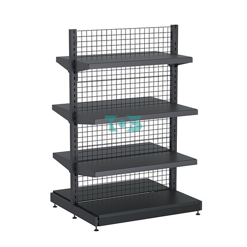 Стеллаж торговый металлический островной с сетчатой задней стенкой "ГРАФФ" №7-1.65-1 с полками