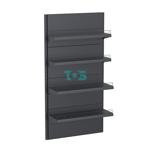 Стеллаж торговый настенный металлический "ГРАФФ" №9-2.0-1-ОГР с полками, с ораничителями 