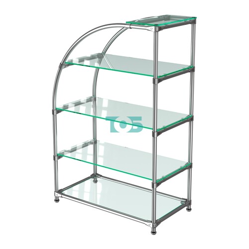 Хромированный стенд универсальный TD-06 (Т) с полками стекло 8мм (прозрачное)