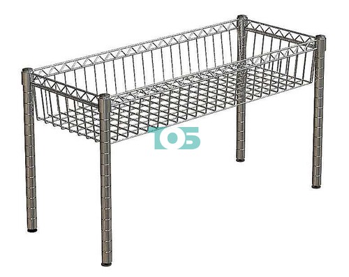 Хромированный стол с корзиной Стиль №2-2 (500х900х450)
