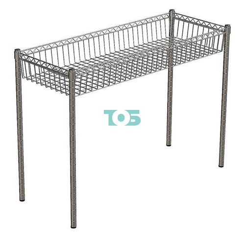 Хромированный стол с корзиной Стиль №4-3 (1000х1200х350)