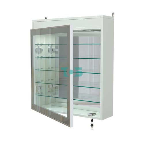 Витрина настенная №1-8А с пятью полками, подсветкой и зеркалом серии Collecto