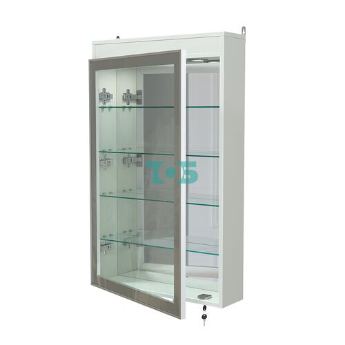 Витрина настенная №2-4А зеркальная с четырьмя полками и подсветкой серии Collecto