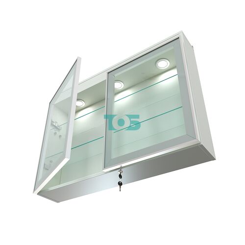 Витрина настенная №3-3А широкая с двумя полками и фризом серии Collecto