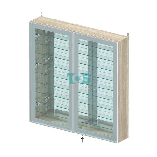 Витрина настенная №4-6А зеркальная с девятью полками серии Collecto