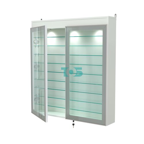 Витрина настенная №4-7А с фризом и девятью стеклянными полками серии Collecto