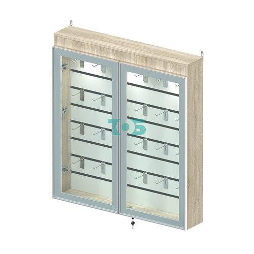 Витрина настенная №4-2Б закрытая с экономпанелью и фризом серии Collecto