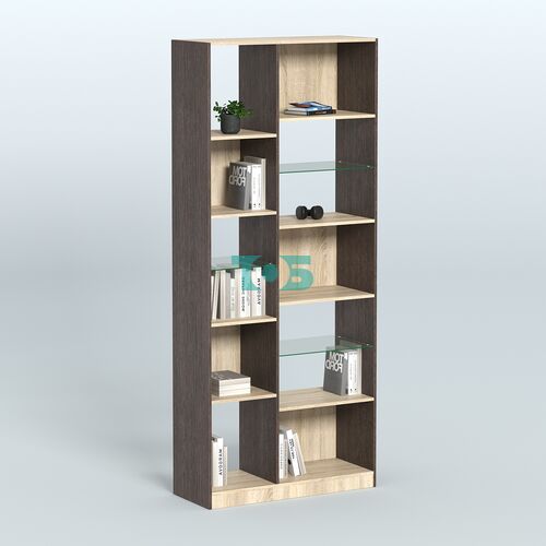 Стеллаж из ДСП серии ЛОФТ №9-3 (зеркальное отражение - Z) с полками стекло 5 мм