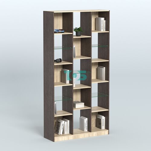 Стеллаж из ДСП серии ЛОФТ №10-3 с полками стекло 5 мм