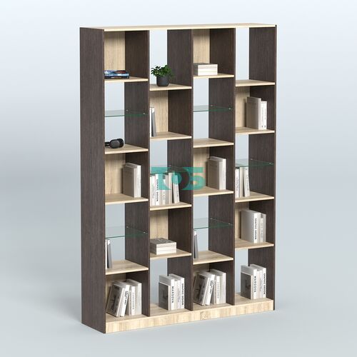 Стеллаж из ДСП серии ЛОФТ №11-3 с полками стекло 5 мм