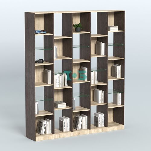 Стеллаж из ДСП серии ЛОФТ №13-3 с полками стекло 5 мм