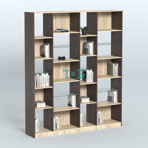 Стеллаж из ДСП серии ЛОФТ №15-3 с полками стекло 5 мм