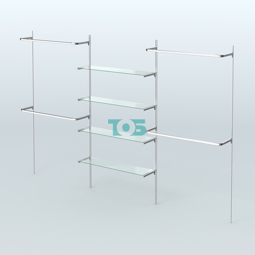 Neo Fix №6 со стеклянными полками и П-образными поручнями (3600 мм)