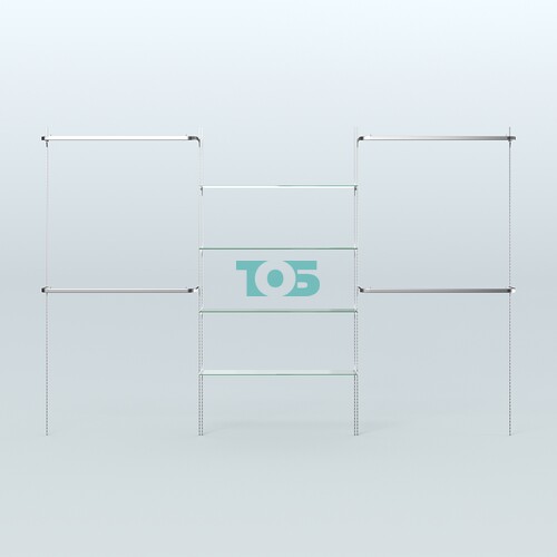 Neo Fix №6 со стеклянными полками и П-образными поручнями (3600 мм)