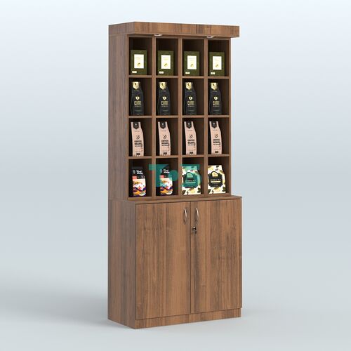 Витрина с узкими ячейками для чая и кофе №6-1 (Т27) задняя стенка ДВП