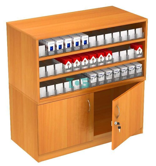 Прилавок для сигарет Т-25 с накопителем и тремя рядами акриловых диспенсеров