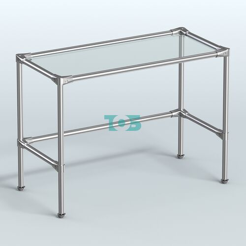 Стол средний D-42 с полкой стекло 6мм (прозрачное)