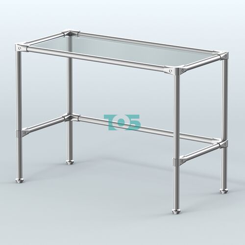 Стол средний D-42 с полкой стекло 8мм (прозрачное)