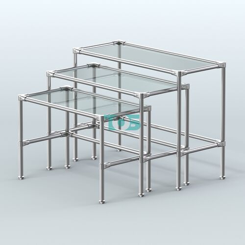 Комплект столов №1-1 с полками стекло 6мм (прозрачное)