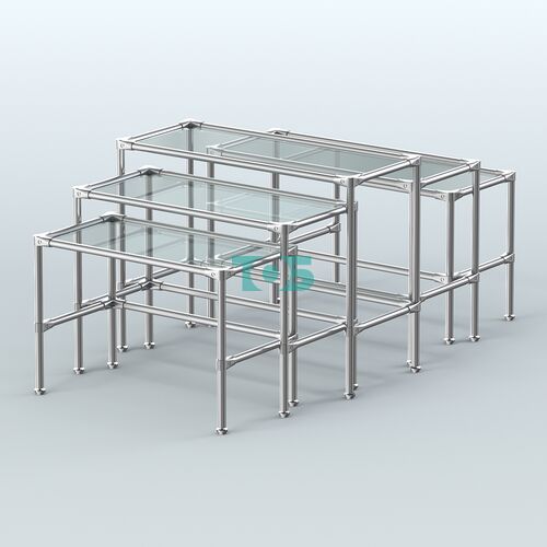 Комплект столов №2-1 с полками стекло 6мм (прозрачное)