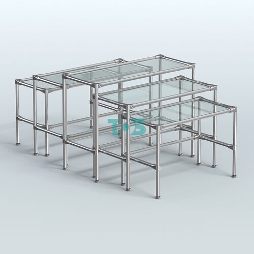 Комплект столов №2-2 с полками стекло 8мм (прозрачное)