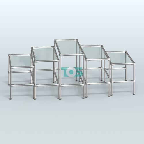 Комплект столов №2-2 с полками стекло 8мм (прозрачное)