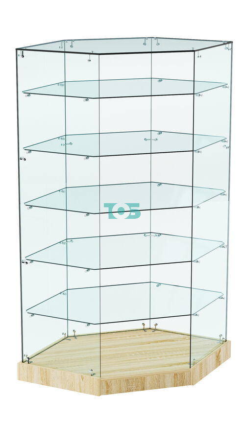 Витрина Хит продаж №514 (угловая шестигранная, открытая, З/C - стекло)