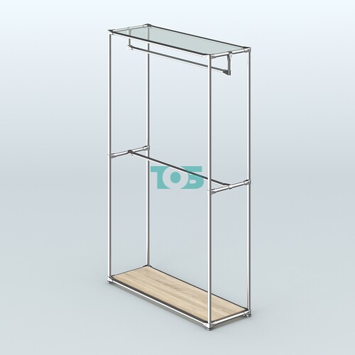 Торговая система ХРОМ без ДСП 1200 мм с поручнями №1