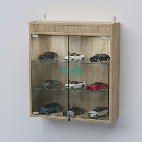 Витрина настенная №201-3А с прозрачными полками и фризом с подсветкой