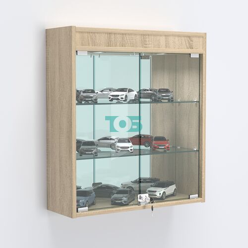 Витрина настенная №201-4А с подсветкой и зеркалом