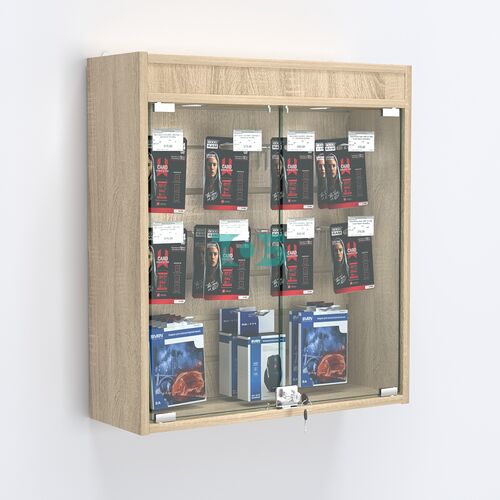 Витрина настенная №201-2Б с эконом панелью и фризом