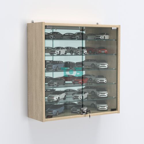 Витрина настенная №201-6А с пятью полками и зеркальной стенкой