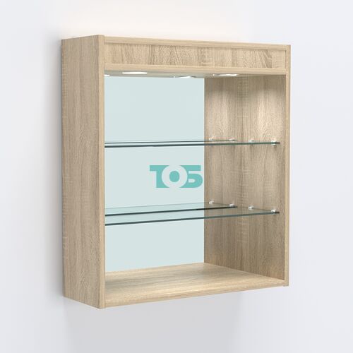 Витрина настенная №201-4Г открытая зеркальная с подсветкой