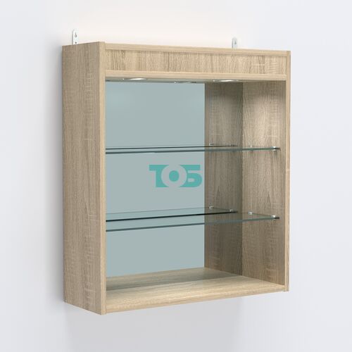 Витрина настенная №201-4Г открытая зеркальная с подсветкой