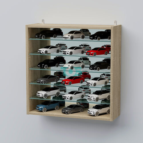 Витрина настенная №201-6Г открытая зеркальная с пятью полками из стекла