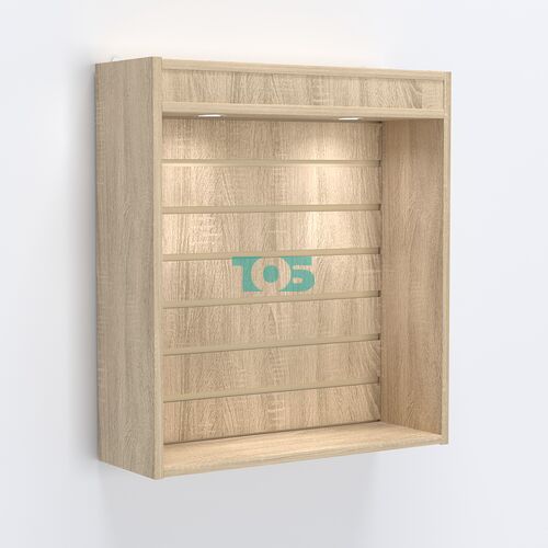 Витрина настенная №201-2В открытая с эконом панелью и подсветкой