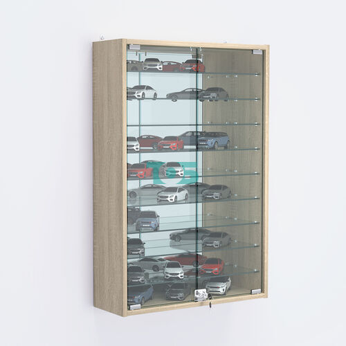 Витрина настенная №202-6А высокая зеркальная с узкими полками