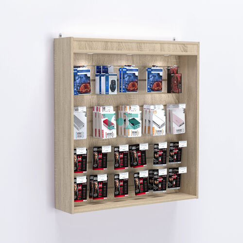 Витрина настенная №204-2В открытая с экономпанелью и верхней подсветкой