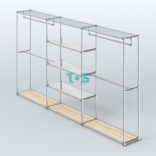 Торговая система ХРОМ без ДСП 3600 мм с зеркальными полками и поручнями №2